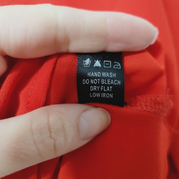 Haute Monde Top Long Sleeve Chiffon Red Small - Picture 13 of 14